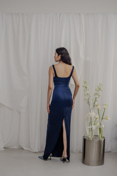 Marineblaues Seidenkleid „Monia“