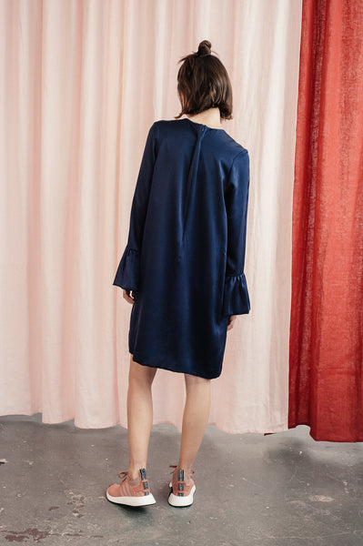 Navy silk dress "Hilda"
