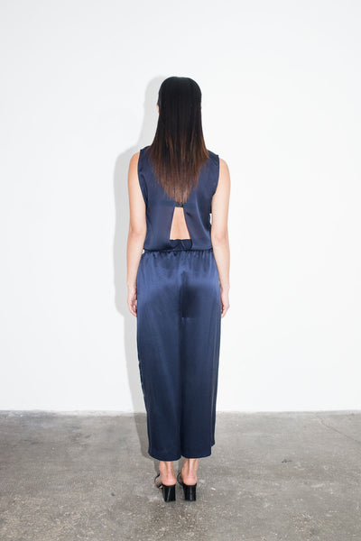 Navy silk pants "Jette"