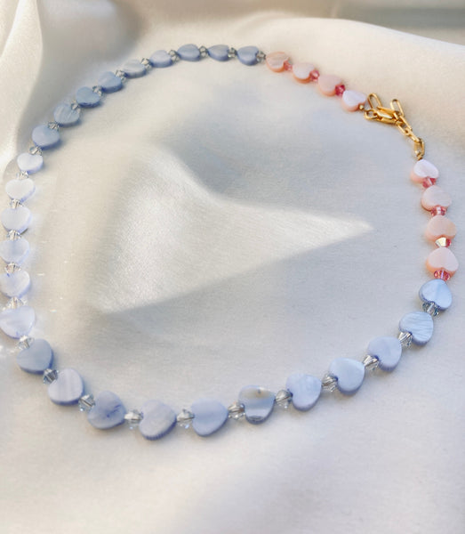 Blue pinks heart Necklace