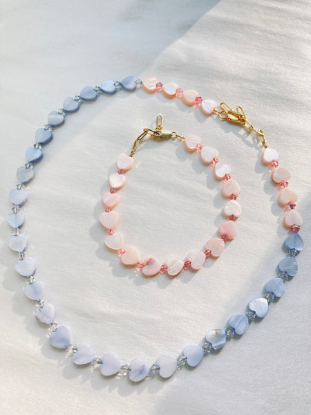 Blue pinks heart Necklace