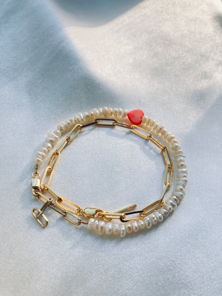 Perlen mit Herz Armband